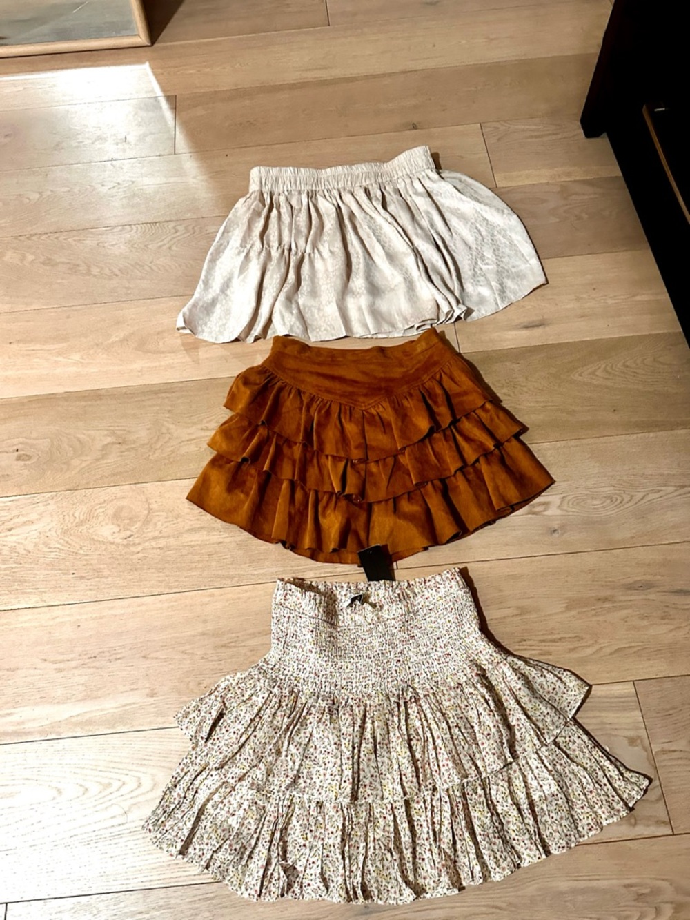 Women's Tiered Ruffle Skirt - Brown,